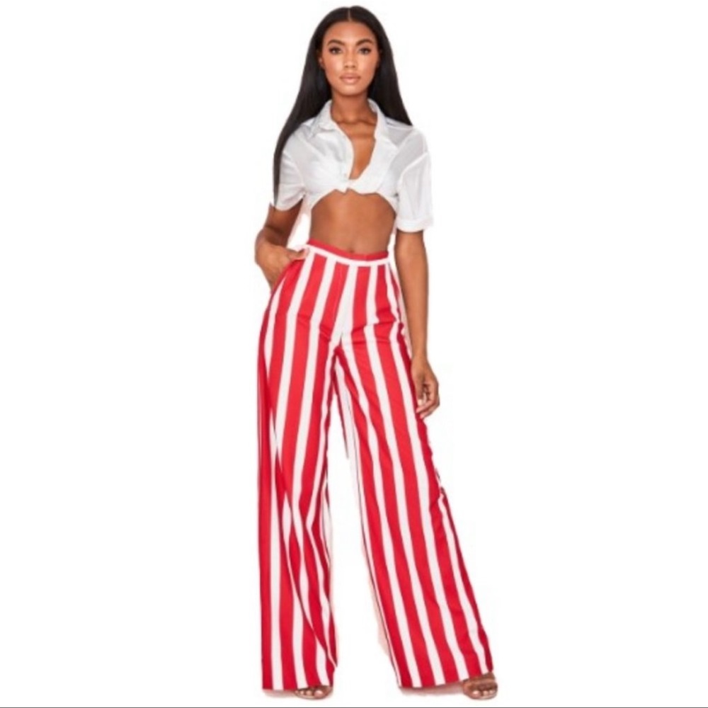 House of CB Red & White Striped Trousers